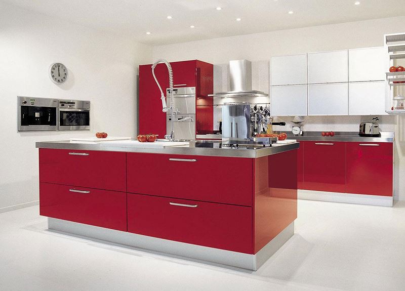 red kitchen cabinet