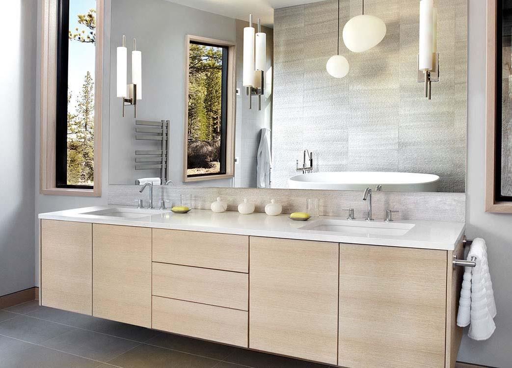 modern wood grain bathroom cabinet
