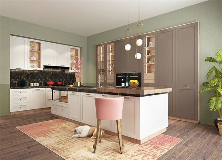 solid wood light luxury kitchen cabinet